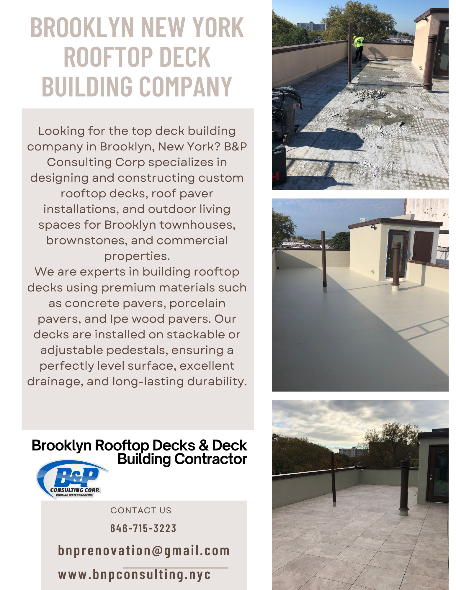 Rooftop deck installers in Brooklyn